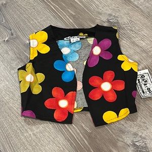 NEW TRUE VINTAGE 90's DEADSTOCK KIDS RETRO FLOWER PRINT TEXTURED VEST